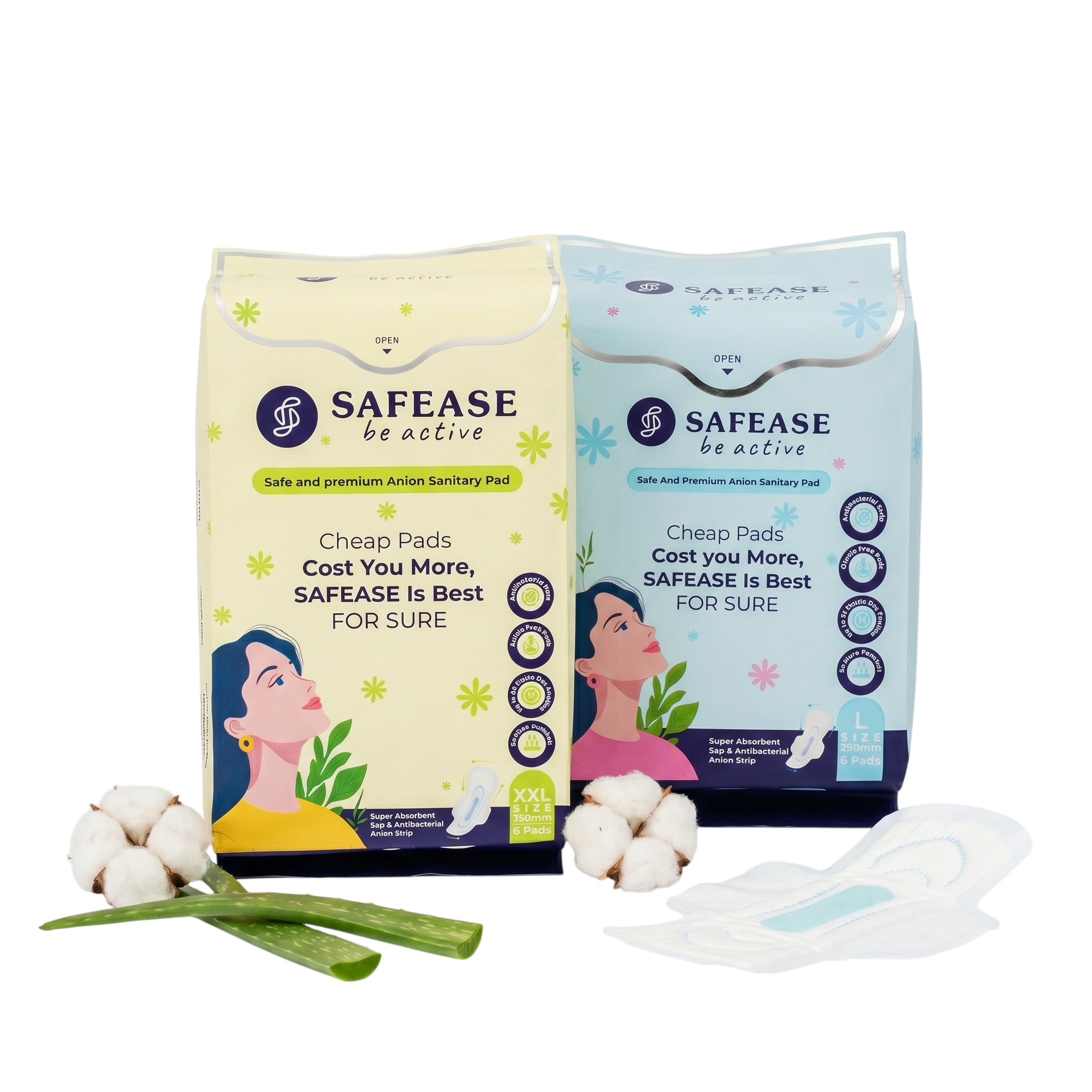 Safease sanitary pads — Regular and Large
